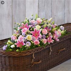 Pinks and cream Casket Spray Extra Large
