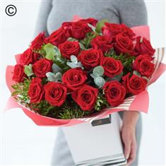 Two Dozen (24)Red Rose Hand-tied
