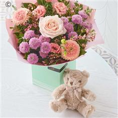 Pastel New Baby Gift Set with Rosie Bear